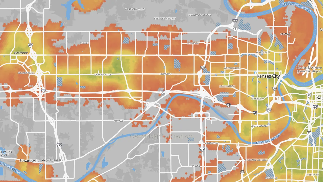 Bike Grade map of Wyandotte County, KS