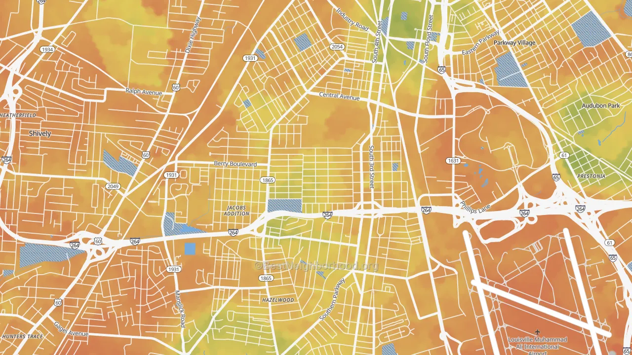 Bike Grade map of Wyandotte, Louisville, KY
