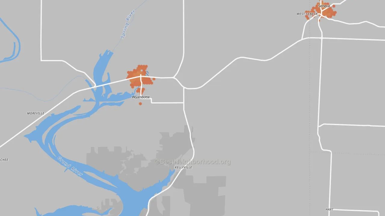 Bike Grade map of Wyandotte, OK
