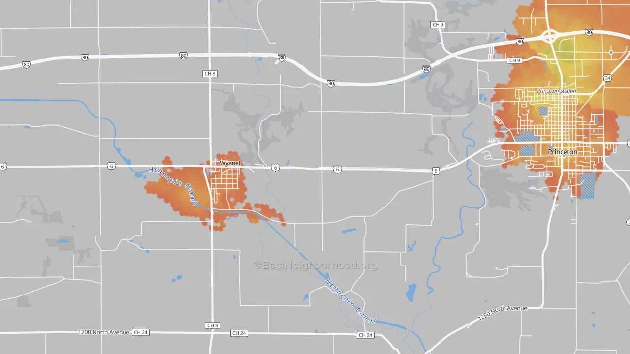 Bike Grade map of Wyanet, IL