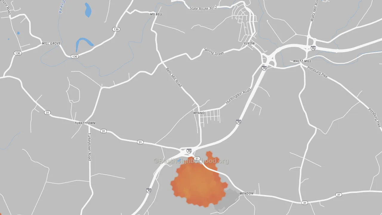 Bike Grade map of Wyano, PA