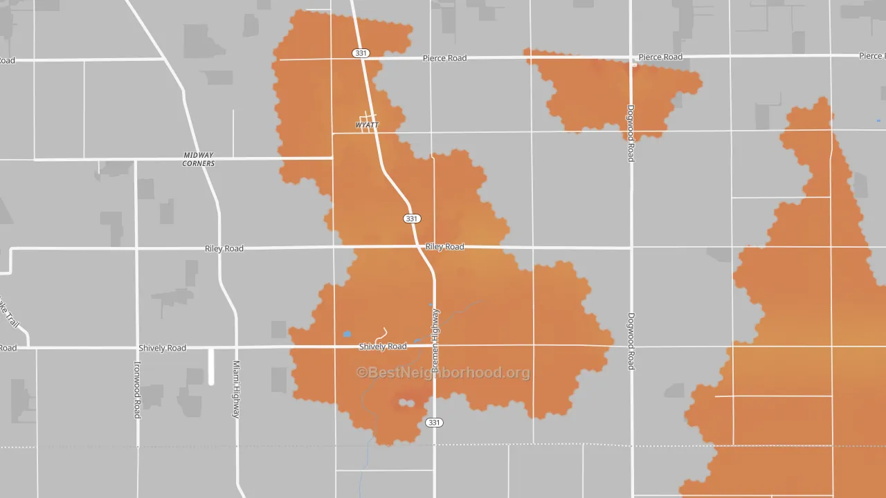 Bike Grade map of Wyatt, IN