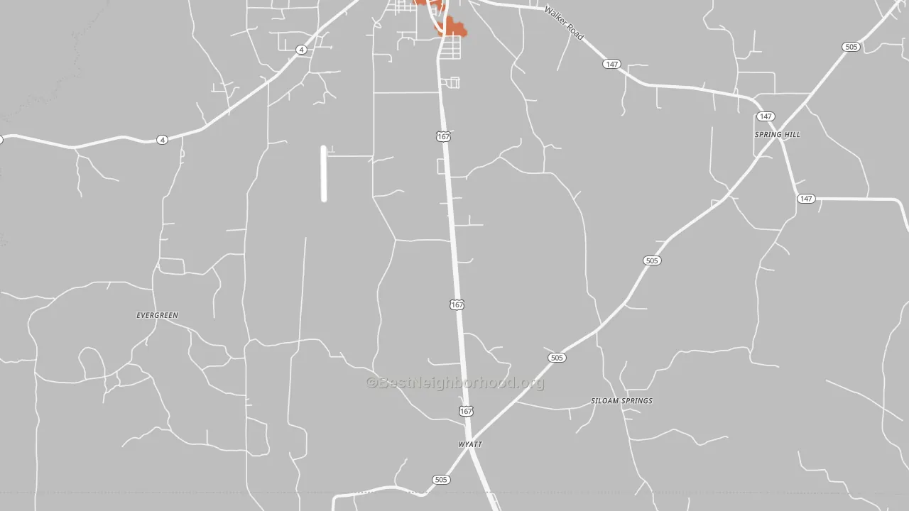 Bike Grade map of Wyatt, LA
