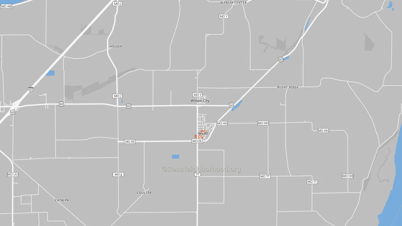 Bike Grade map of Wyatt, MO