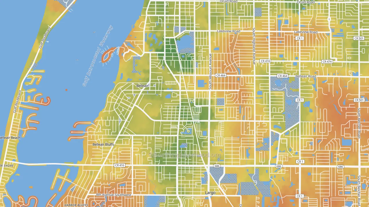 Bike Grade map of Wyatt Street, Largo, FL