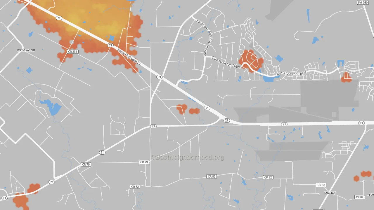 Bike Grade map of Wyldwood, TX