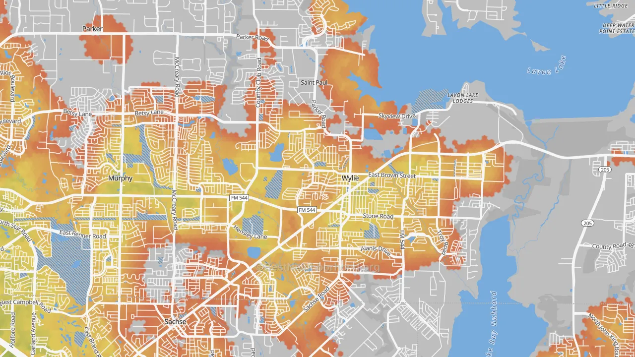 Bike Grade map of Wylie, TX