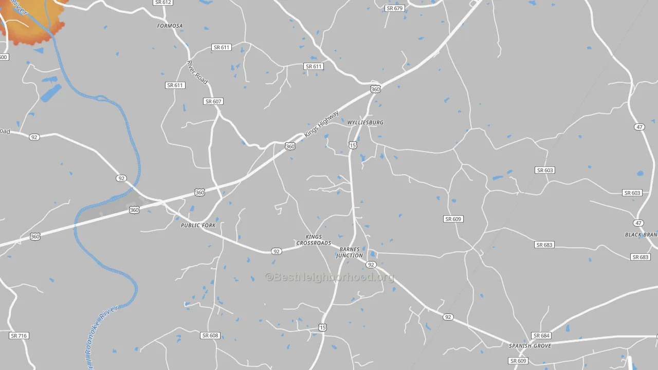 Bike Grade map of Wylliesburg, VA