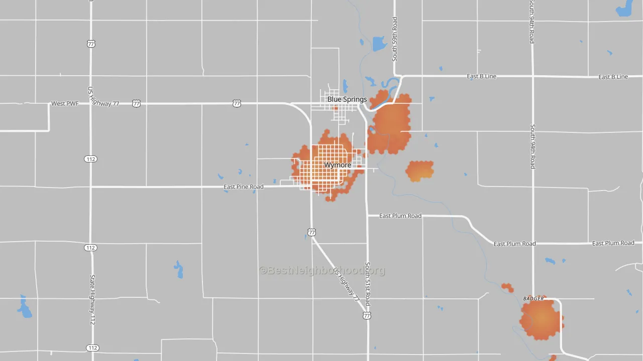 Bike Grade map of Wymore, NE