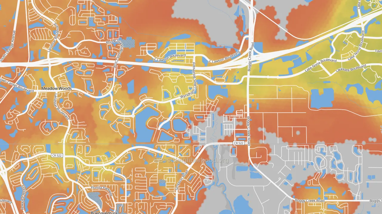 Bike Grade map of Wyndham Lakes Estates, Meadow Woods, FL