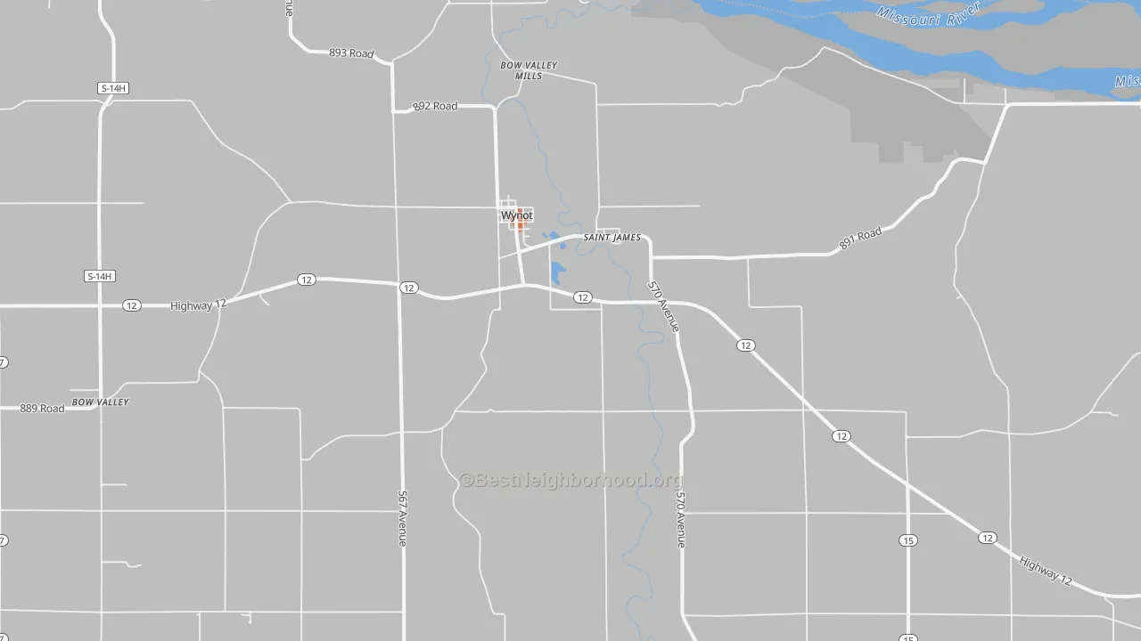 Bike Grade map of Wynot, NE