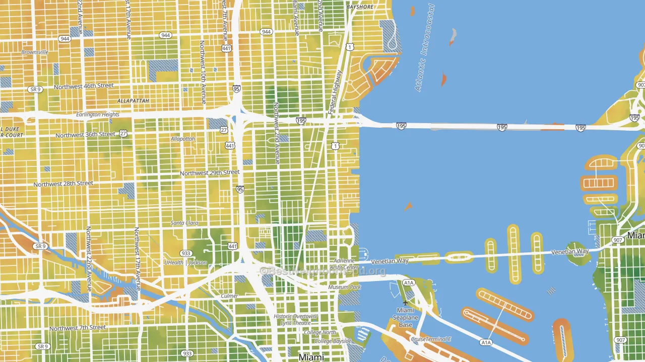 Bike Grade map of Wynwood, Miami, FL