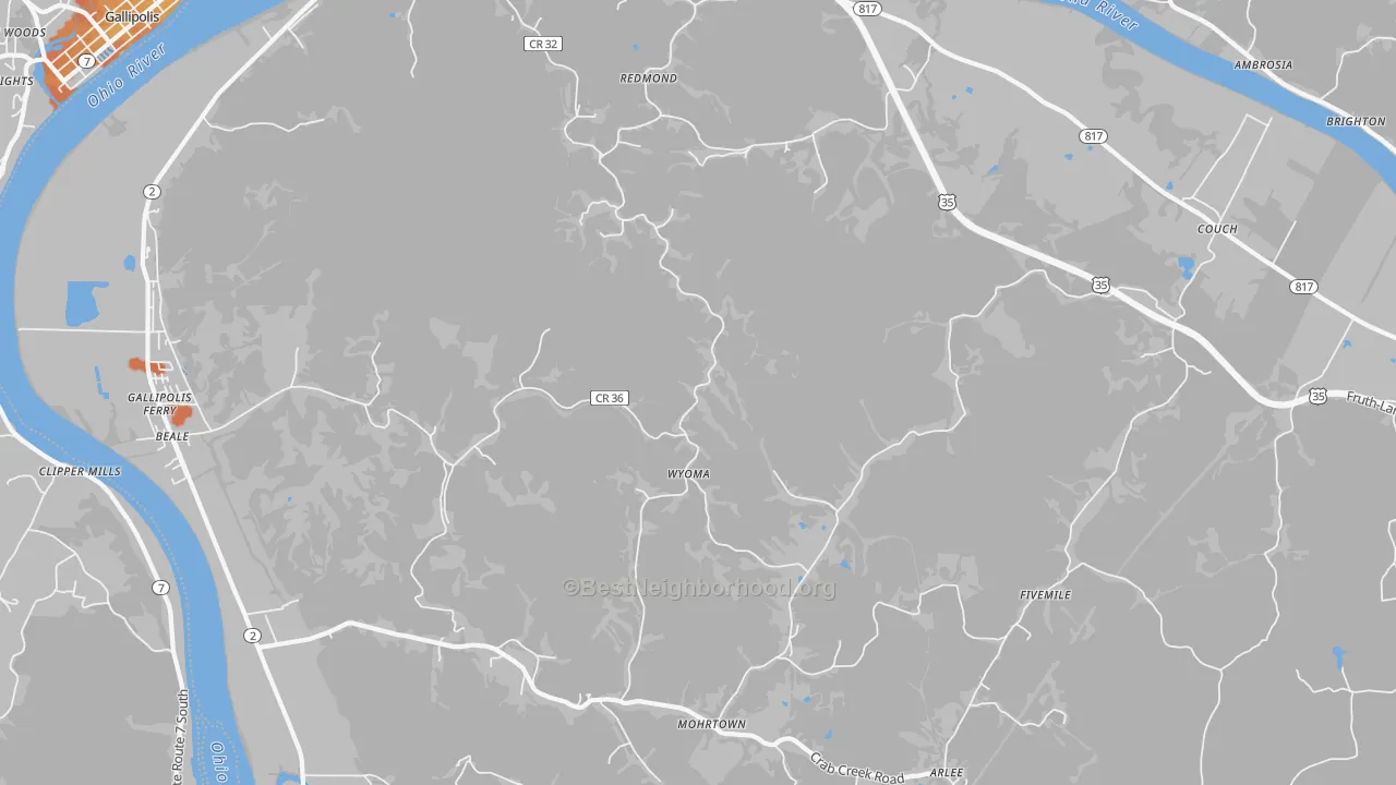 Bike Grade map of Wyoma, WV