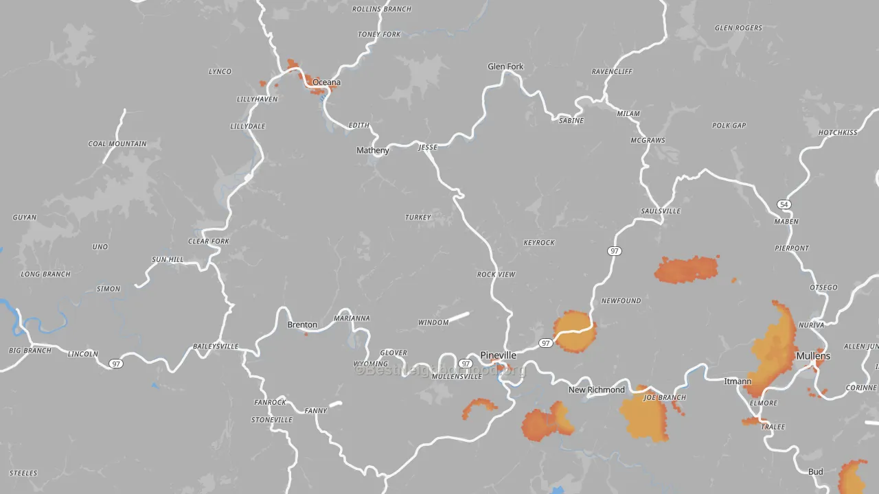 Bike Grade map of Wyoming County, WV