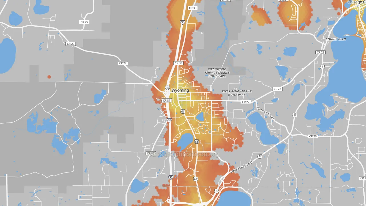 Bike Grade map of Wyoming, MN