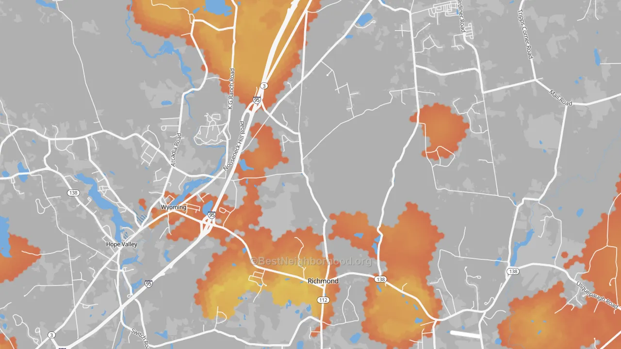 Bike Grade map of Wyoming, RI