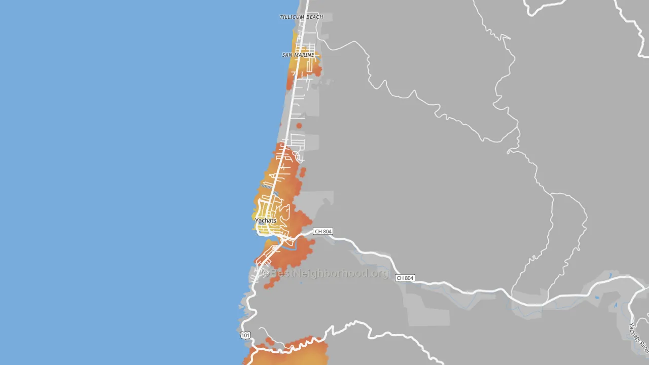 Bike Grade map of Yachats, OR