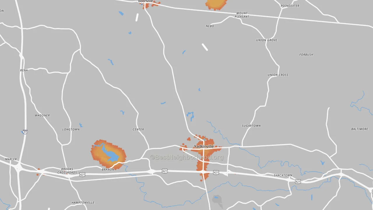 Bike Grade map of Yadkin County, NC