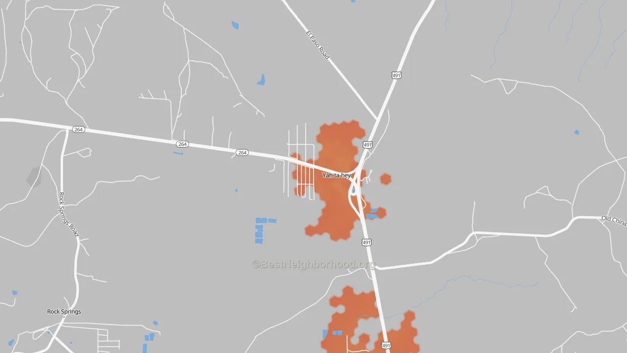 Bike Grade map of Yah-ta-hey, NM