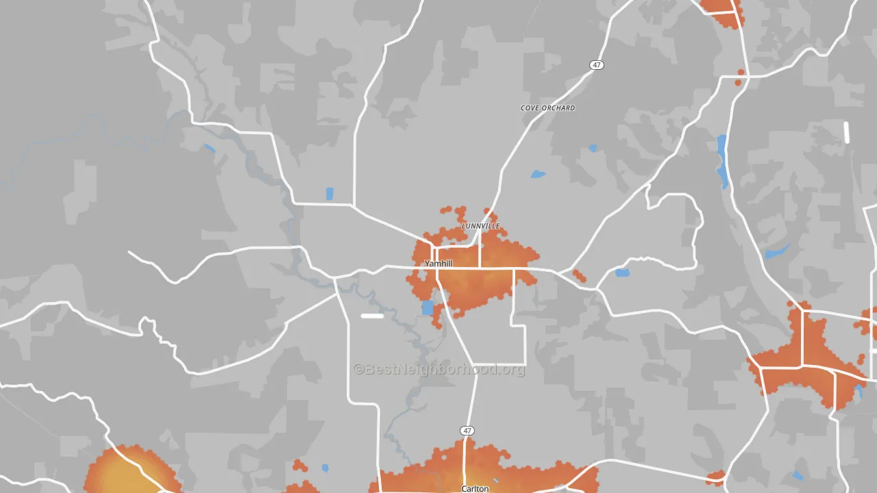 Bike Grade map of Yamhill, OR