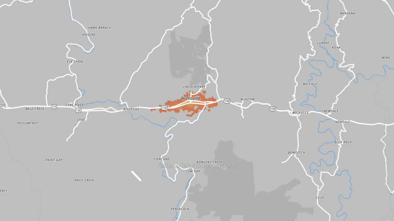 Bike Grade map of Yancey County, NC