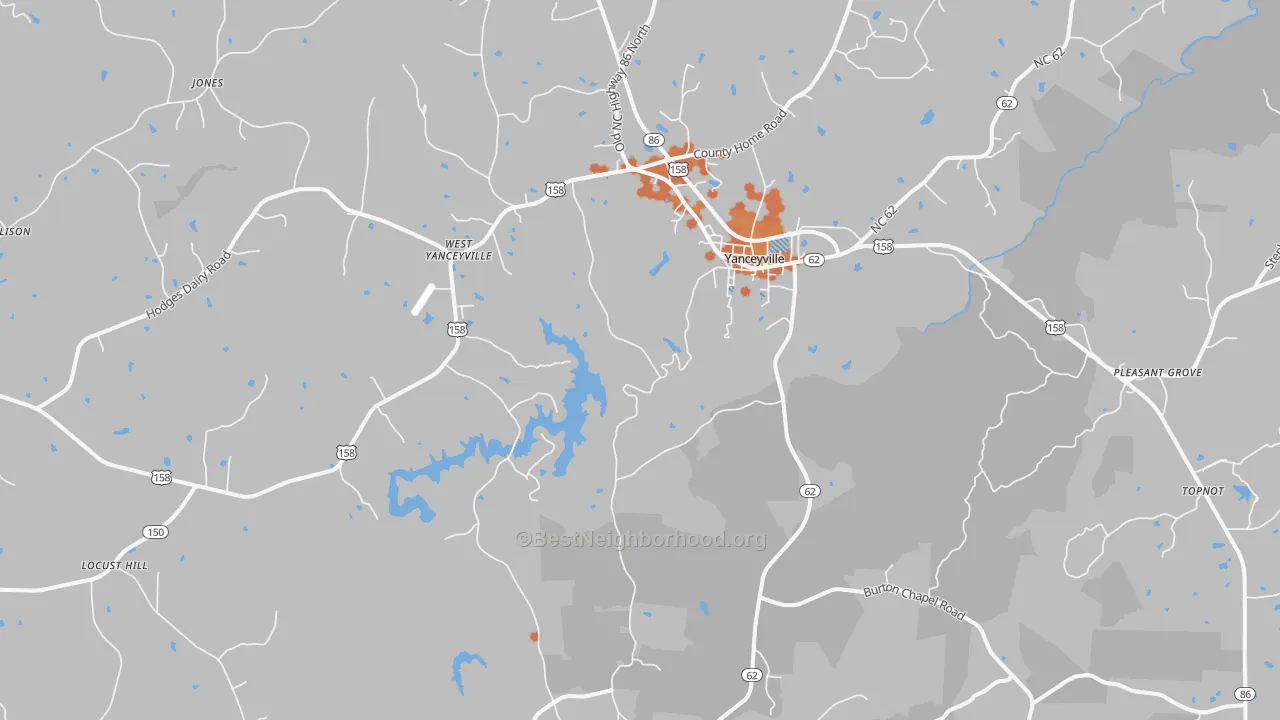 Bike Grade map of Yanceyville, NC