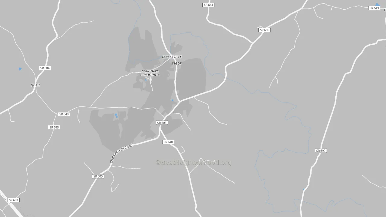 Bike Grade map of Yanceyville, VA
