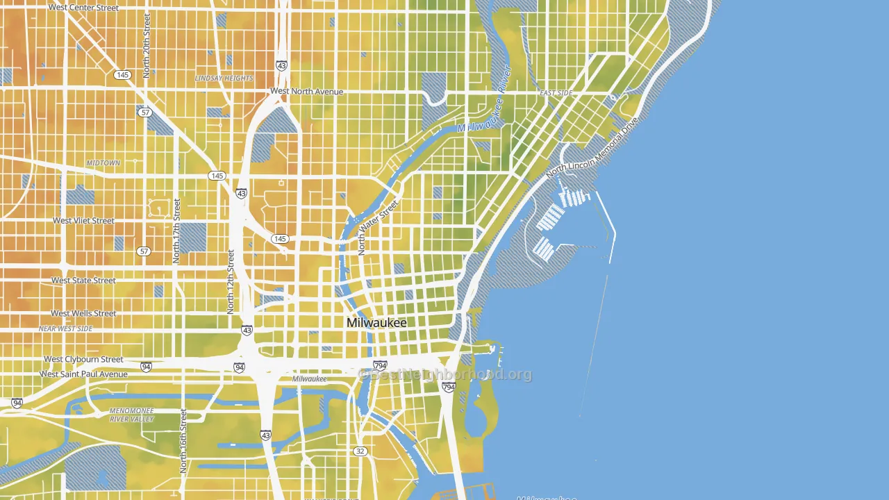 Bike Grade map of Yankee Hill, Milwaukee, WI