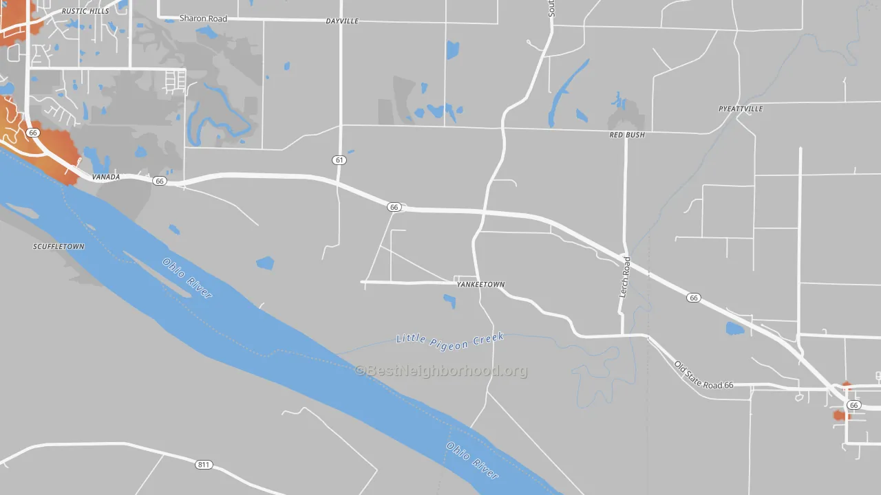 Bike Grade map of Yankeetown, IN