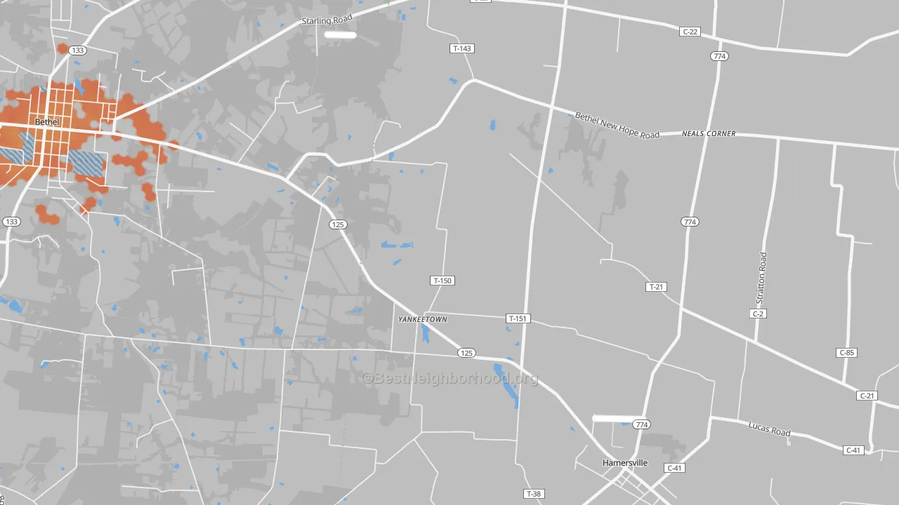 Bike Grade map of Yankeetown, OH