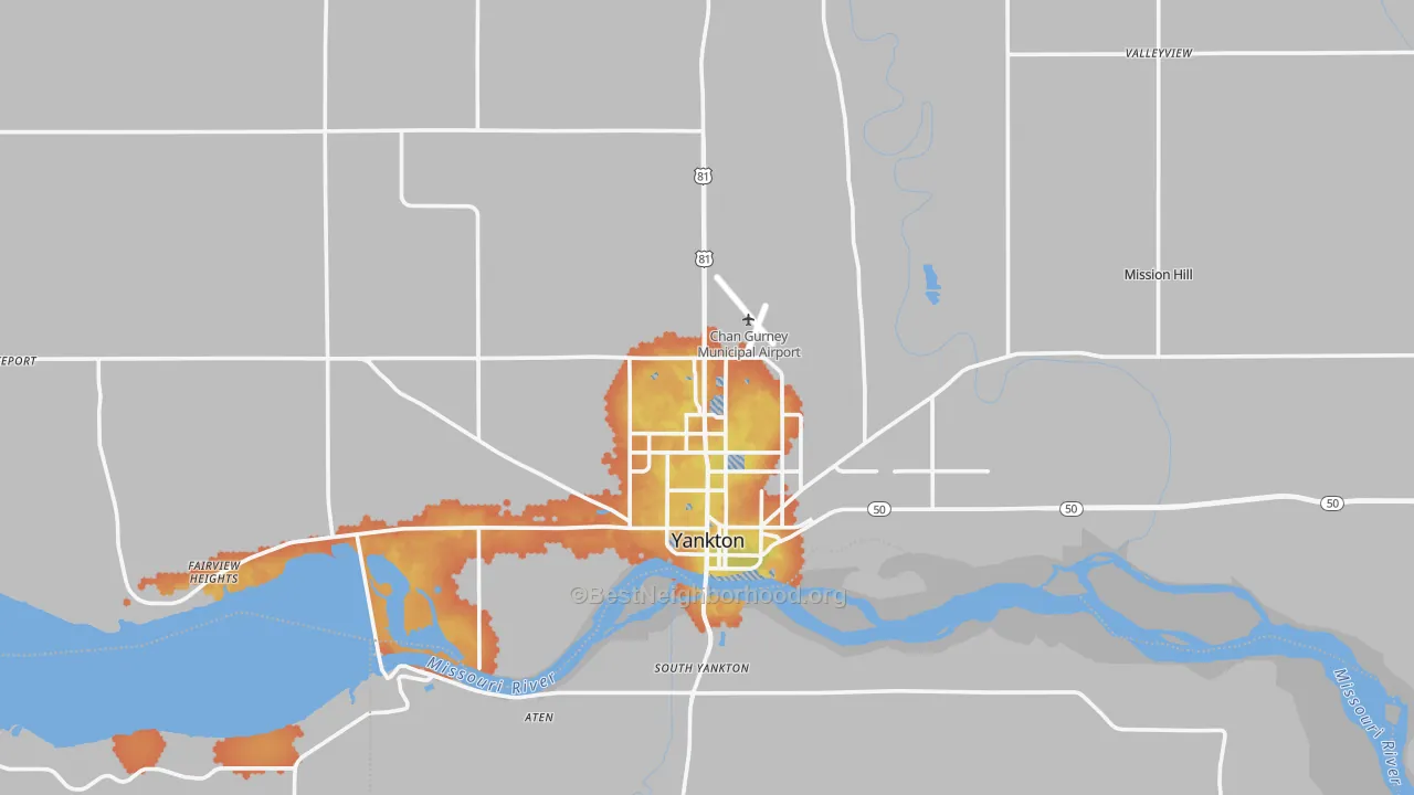 Bike Grade map of Yankton County, SD