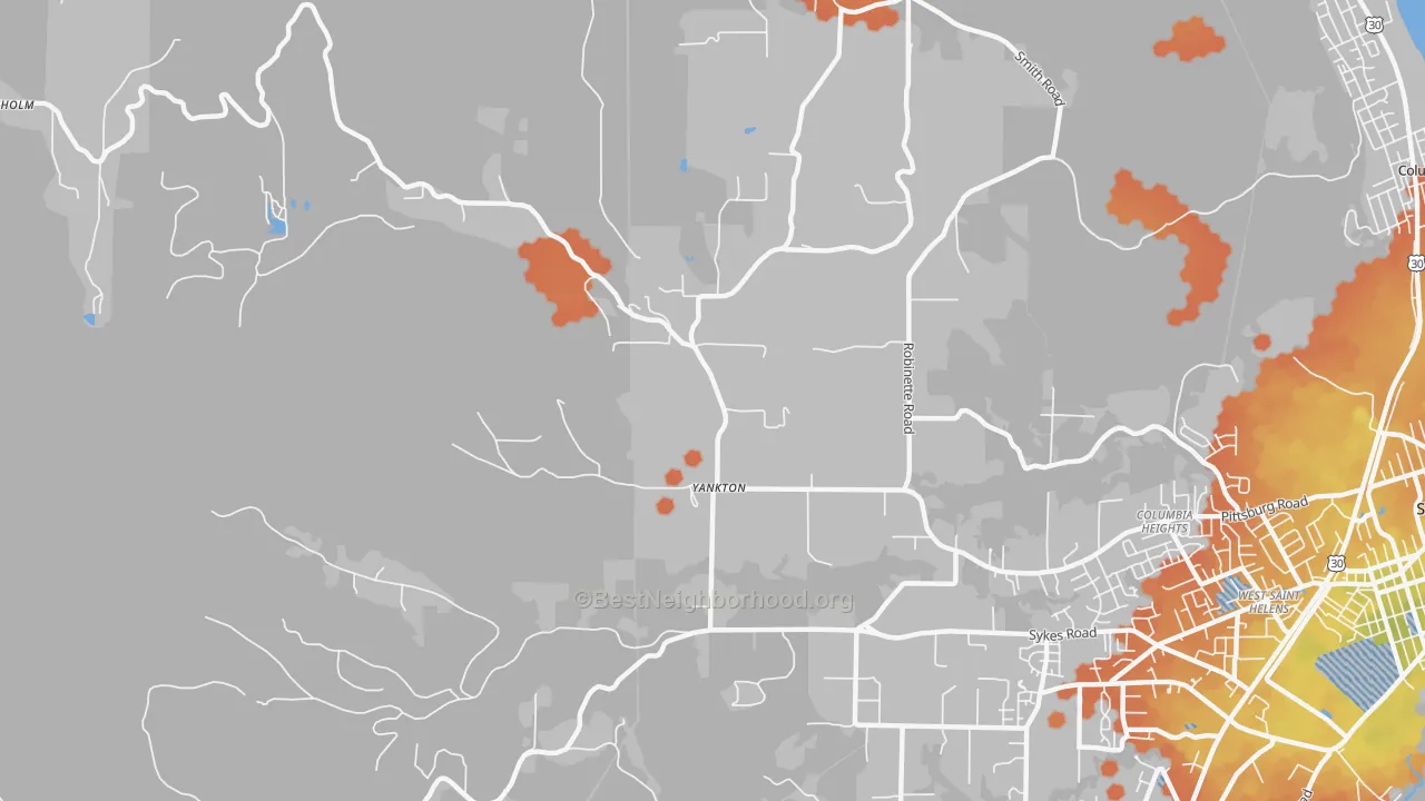 Bike Grade map of Yankton, OR