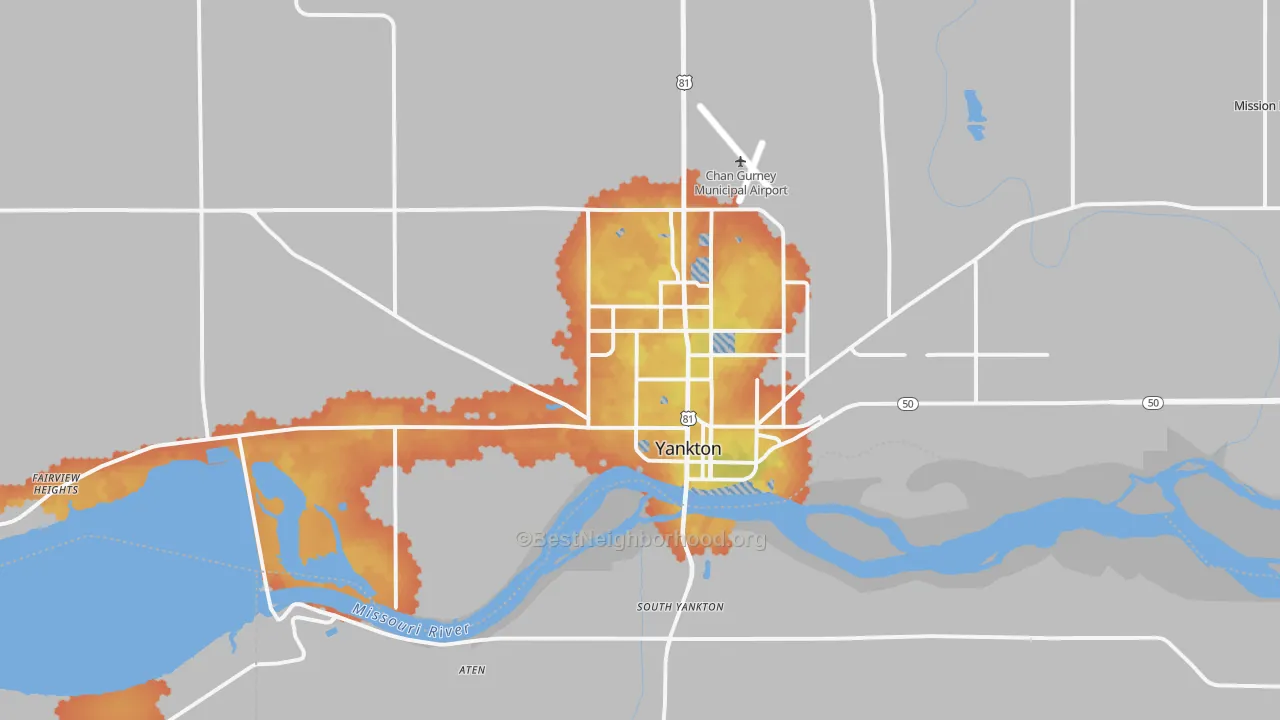Bike Grade map of Yankton, SD
