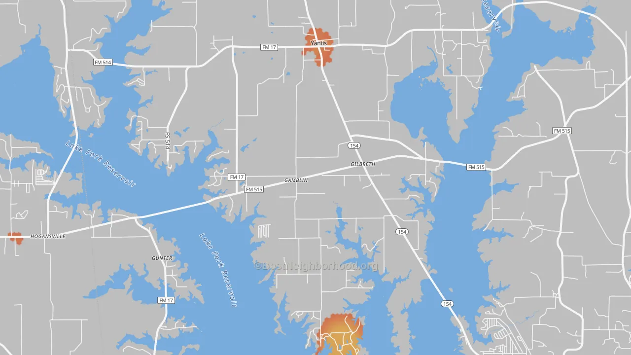 Bike Grade map of Yantis, TX