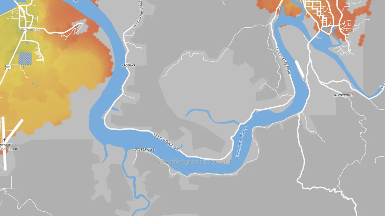 Bike Grade map of Yaquina, OR