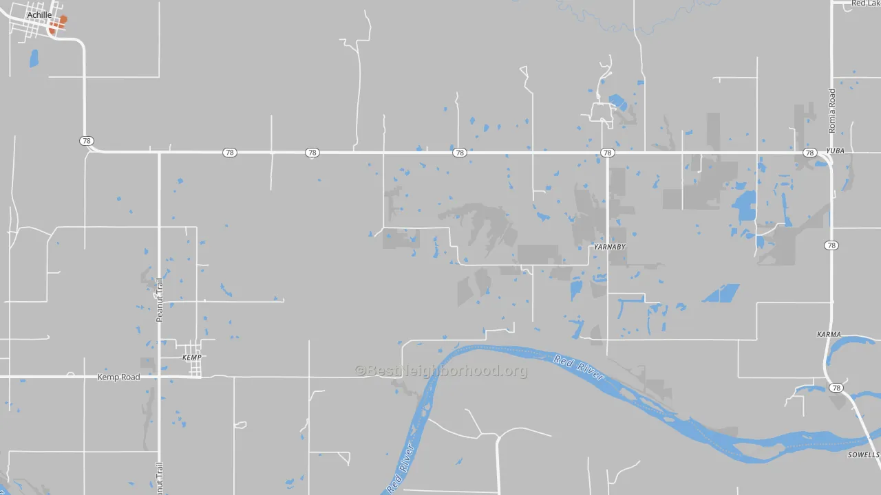 Bike Grade map of Yarnaby, OK