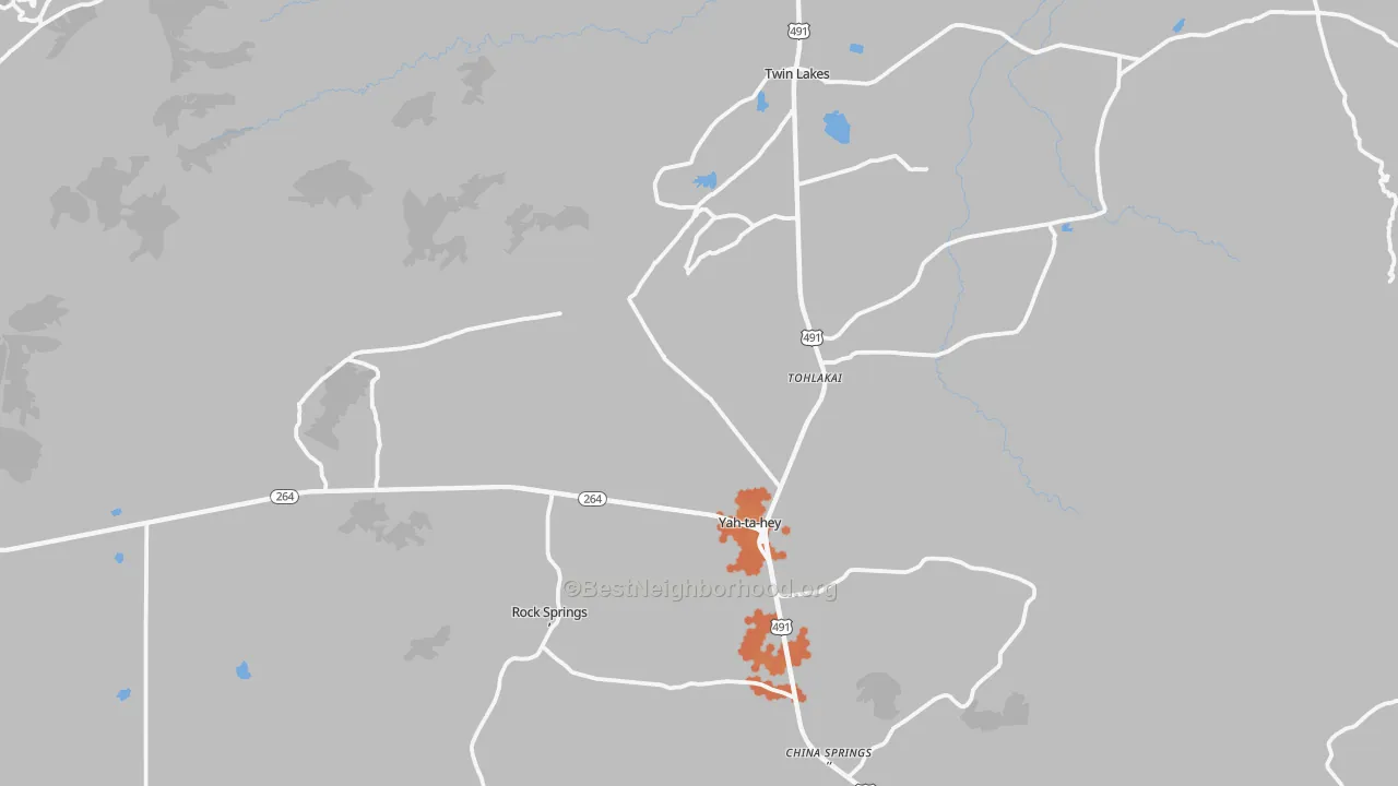 Bike Grade map of Yatahey, NM