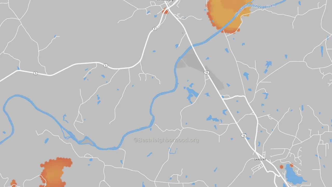 Bike Grade map of Yates, GA