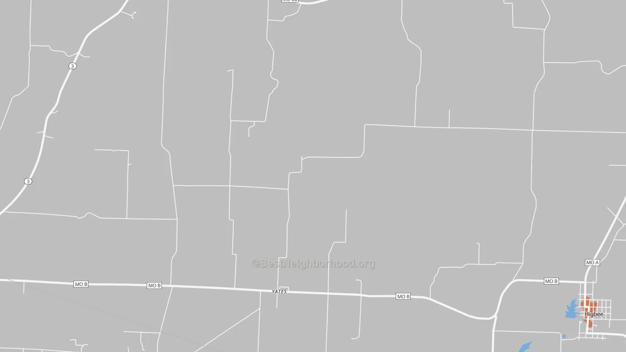 Bike Grade map of Yates, MO