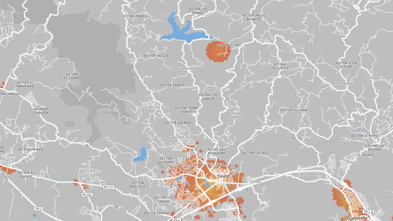 Bike Grade map of Yauco, PR