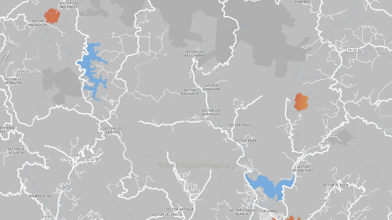 Bike Grade map of Yaurel, PR