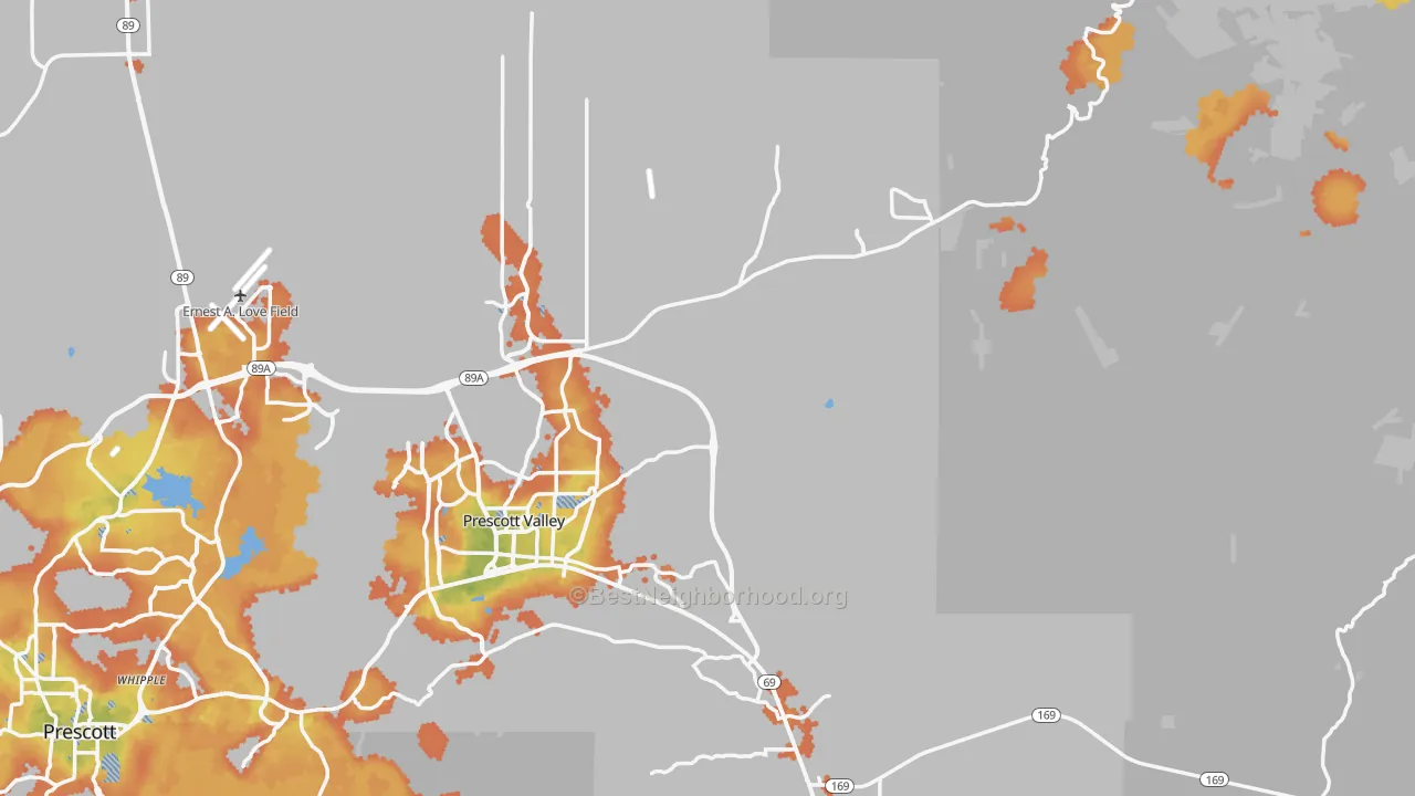Bike Grade map of Yavapai County, AZ