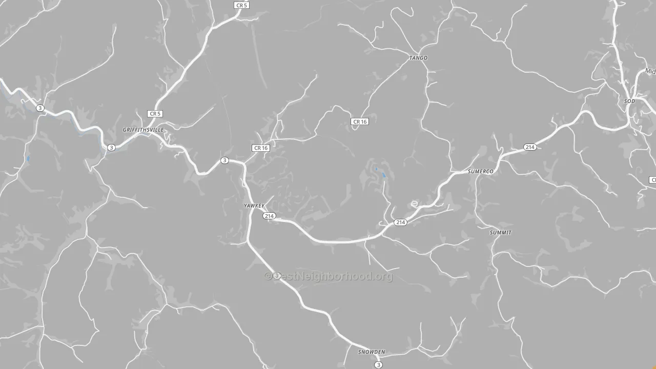 Bike Grade map of Yawkey, WV