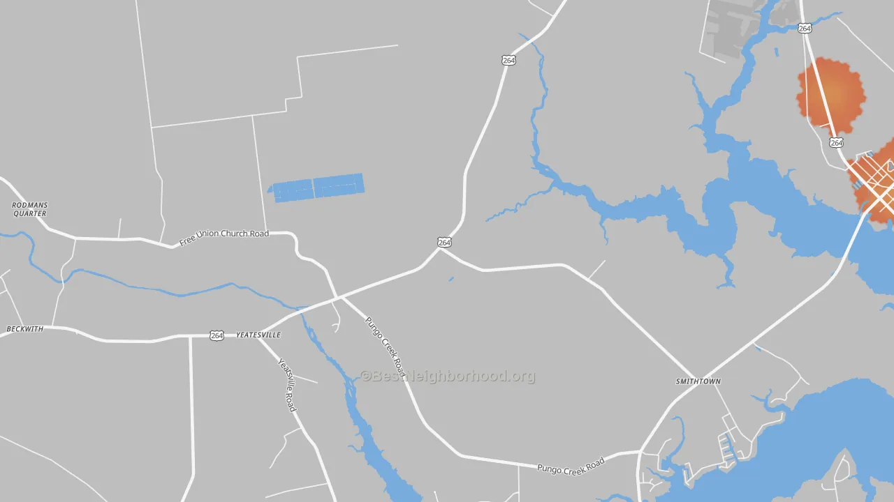 Bike Grade map of Yeatesville, NC