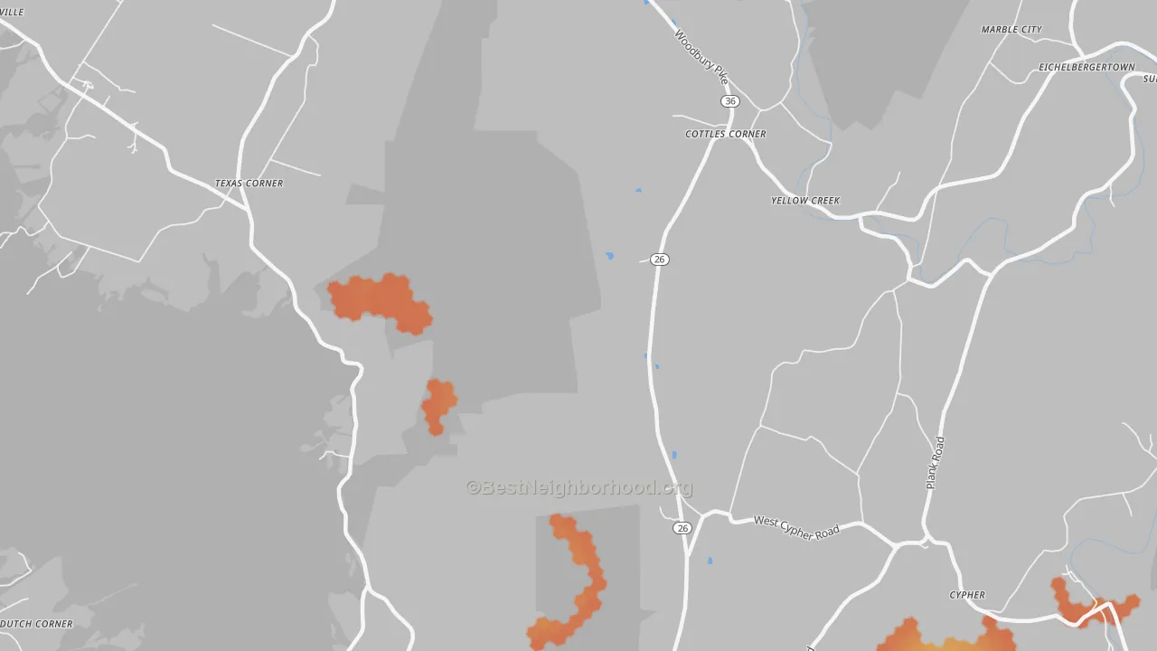 Bike Grade map of Yellow Creek, PA