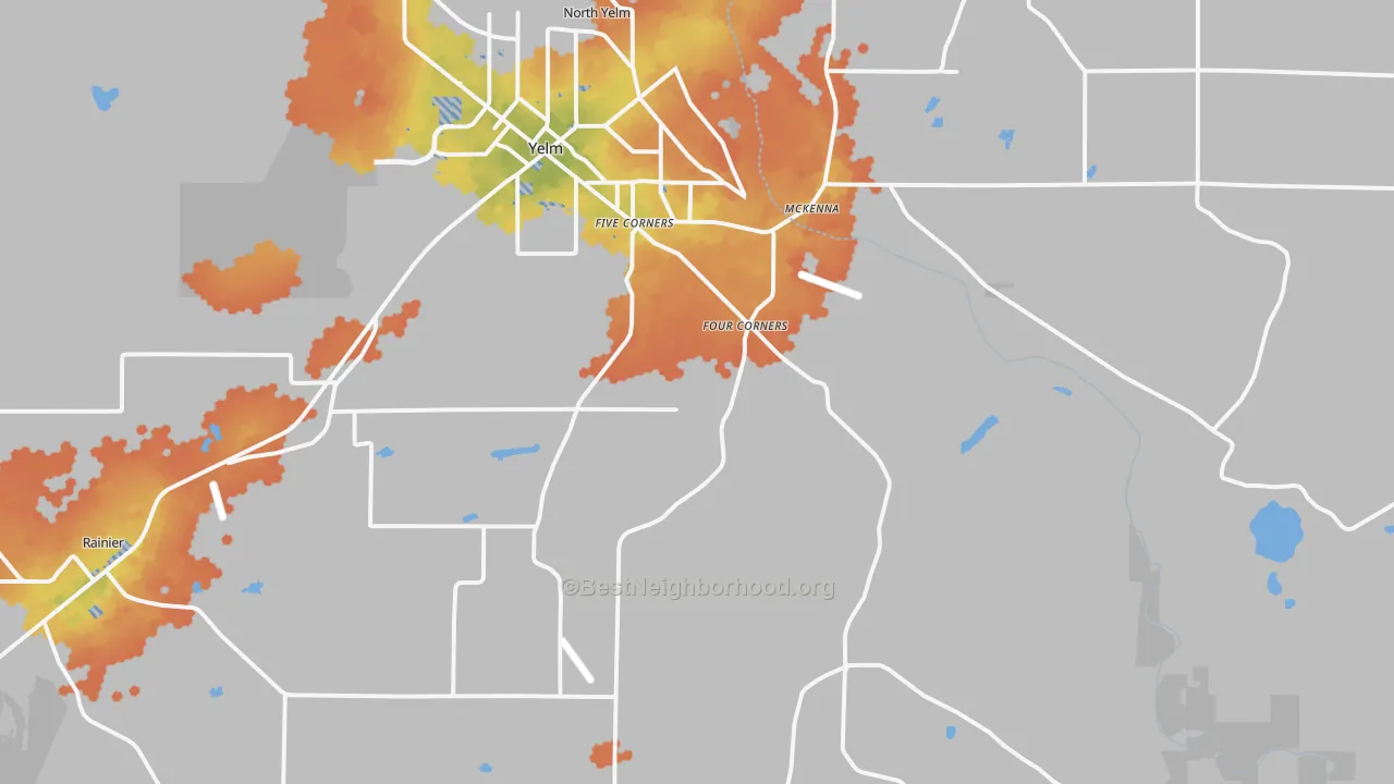 Bike Grade map of Yelm, WA