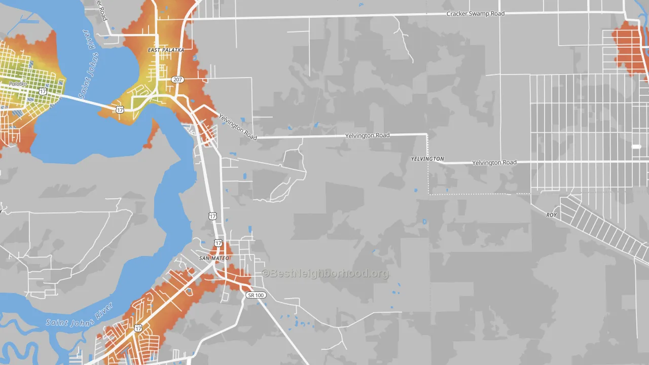 Bike Grade map of Yelvington, FL