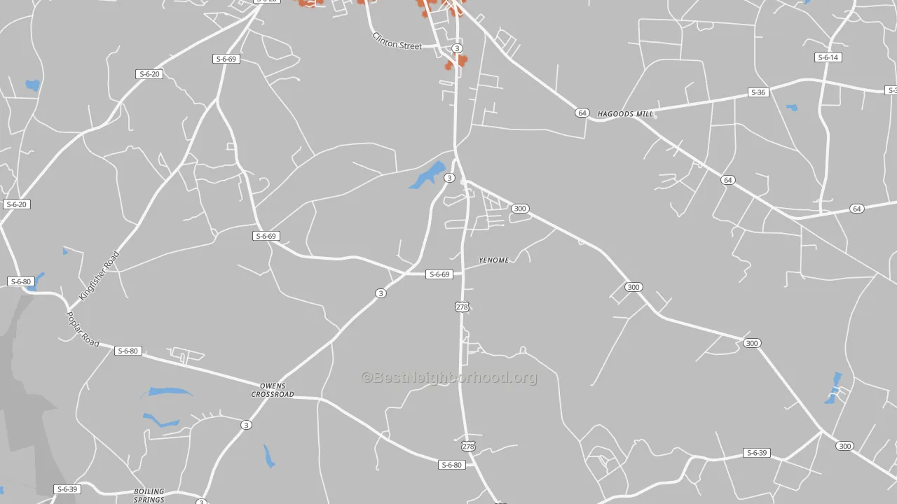 Bike Grade map of Yenome, SC