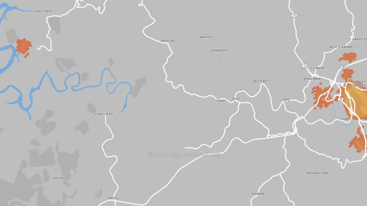 Bike Grade map of Yerkes, KY