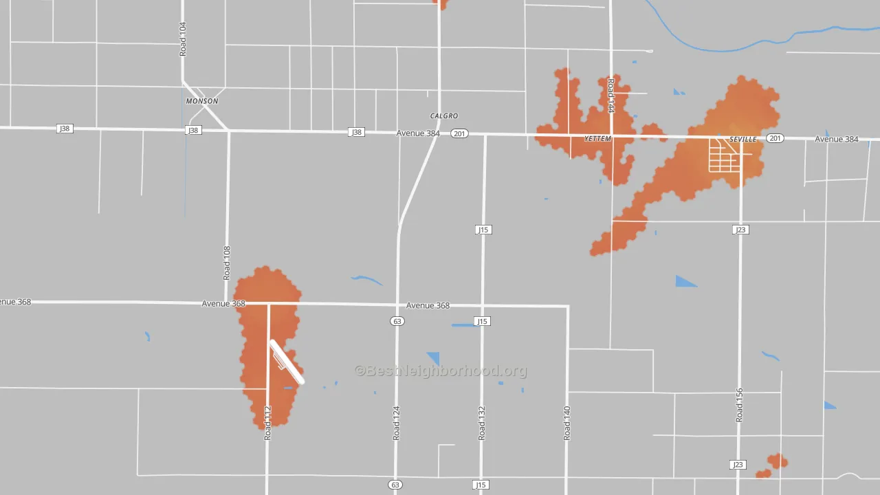 Bike Grade map of Yettem, CA